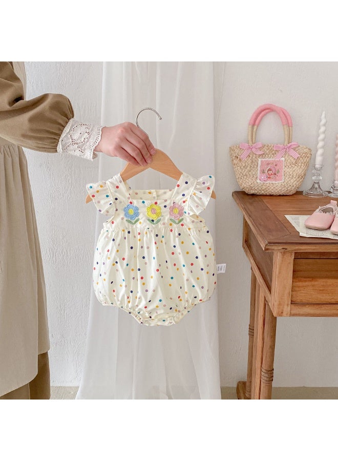 MIXDE Baby summer clothes, female baby bag fart clothes, summer thin princess flower jumpsuit, newborn clothes made of pure cotton - Image 1